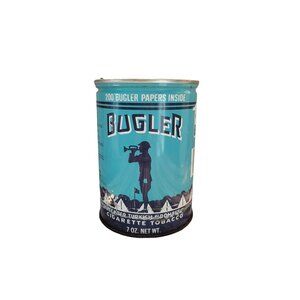Vintage Bugler Turkish Domestic Cigarette Tobacco Tin Can Collectible Advertisin